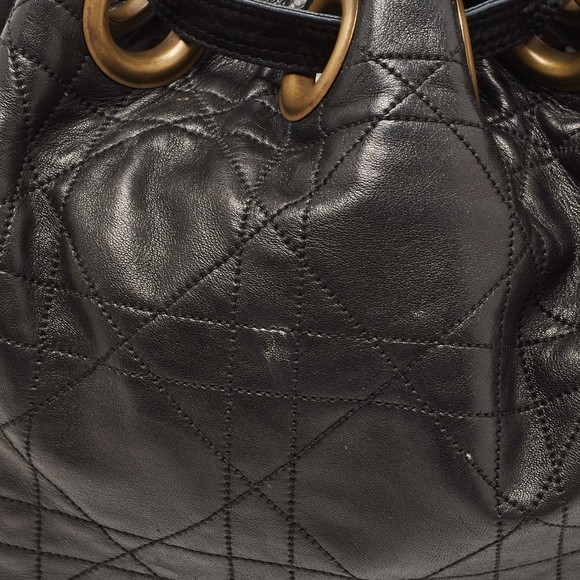 DIOR Black Cannage Leather Drawstring Hobo - Picture 5 of 8